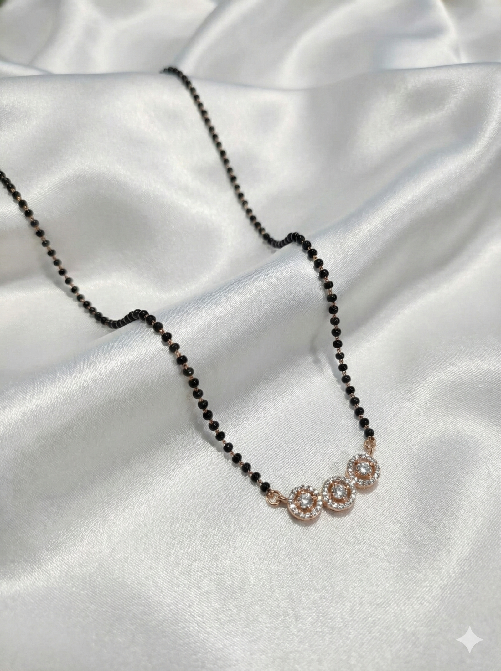 Elegant Gold-Toned Mangalsutra with Triple Circular Stone Pendant | Daily Wear Traditional Jewellery