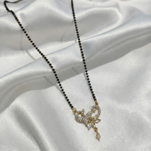 Elegant Peacock-Style Diamond Mangalsutra with Gold-Tone Pendant