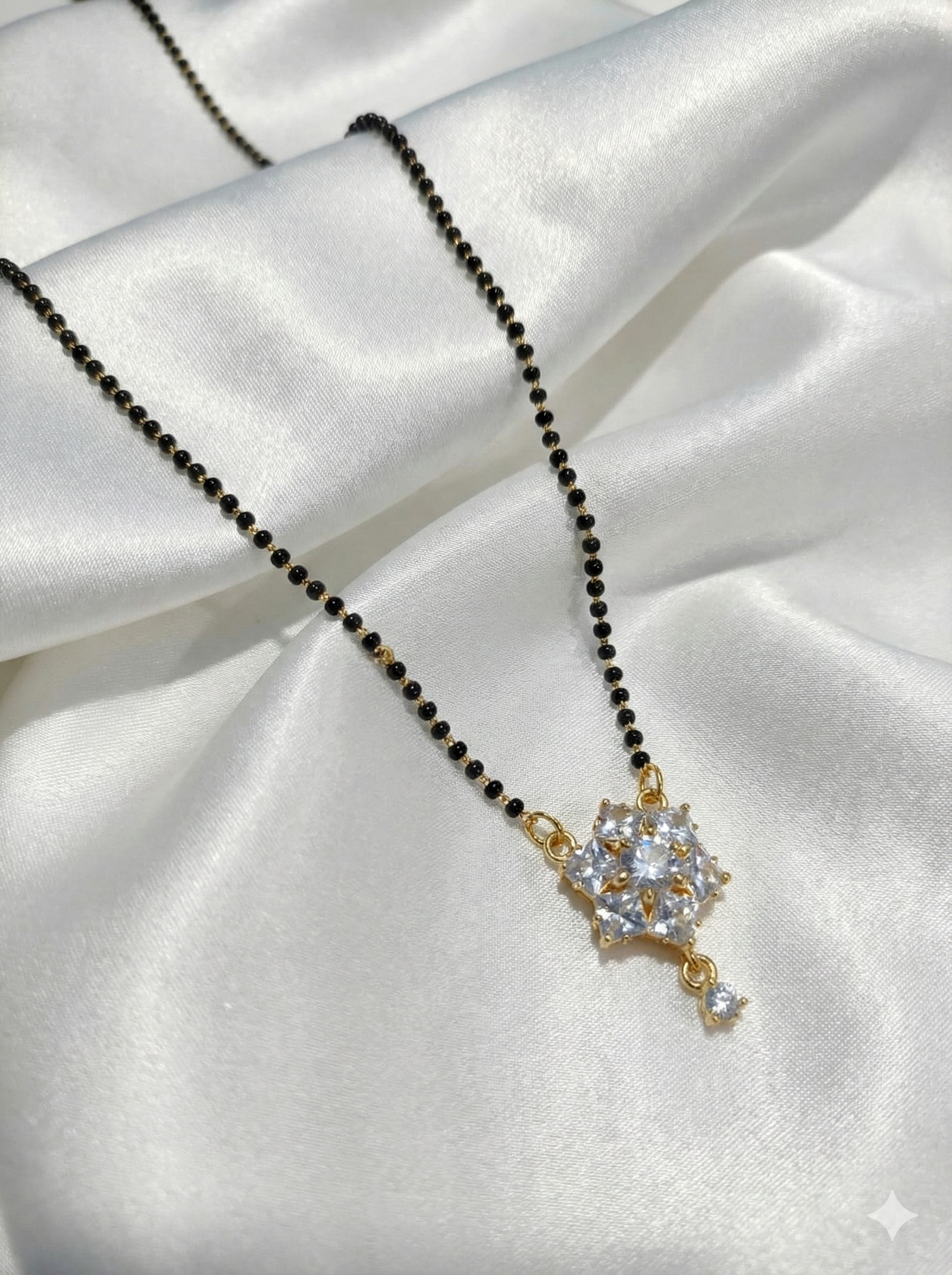 Elegant Gold-Tone Floral Diamond Mangalsutra for Daily & Festive Wear