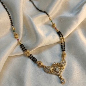 Royal Double-Chain Designer Mangalsutra with Intricate Gold & Diamond Pendant