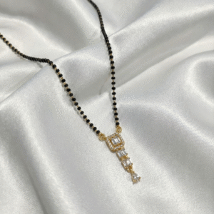 Modern Geometric Diamond Mangalsutra with Sleek Gold-Tone Pendant