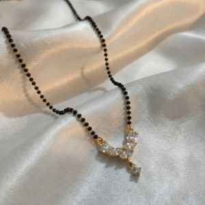 Premium Wing-Style Diamond Mangalsutra with Elegant Gold-Tone Pendant