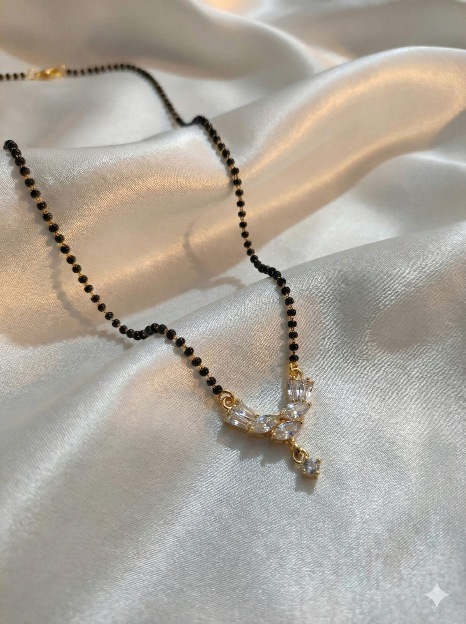 Premium Wing-Style Diamond Mangalsutra with Elegant Gold-Tone Pendant