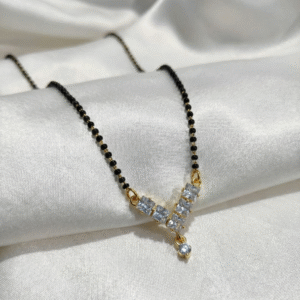 Gold Plated Diamond V-Cut Minimal Mangalsutra for Daily Wear