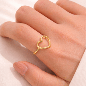 Gold Plated Anti-Tarnish heart Ring for Women | Stylish & Adjustable Finger Ring