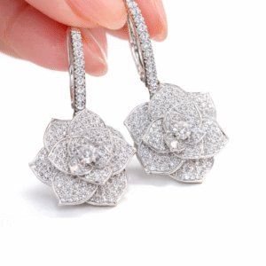 Silver Floral Diamond Look flower Drop Earrings for Women | Anti Tarnish Luxury Party Wear Earrings