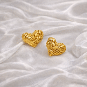 Anti Tarnish Heart Shape Earrings for Women | Luxury Gold Finish