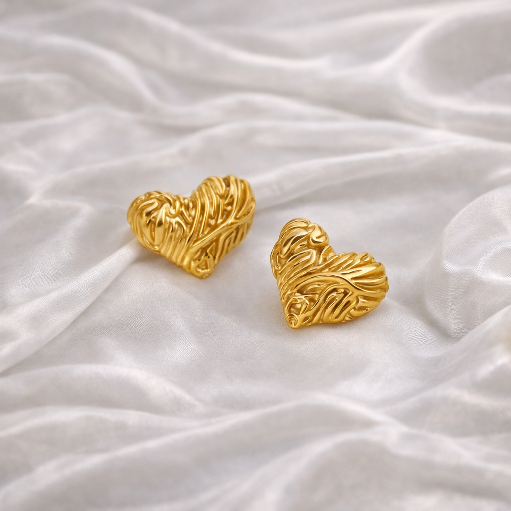 Anti Tarnish Heart Shape Earrings for Women | Luxury Gold Finish