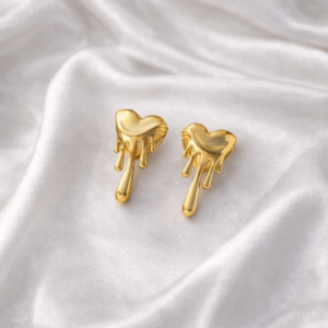 Anti Tarnish Heart Shape Earrings for Women | Luxury Gold Finish