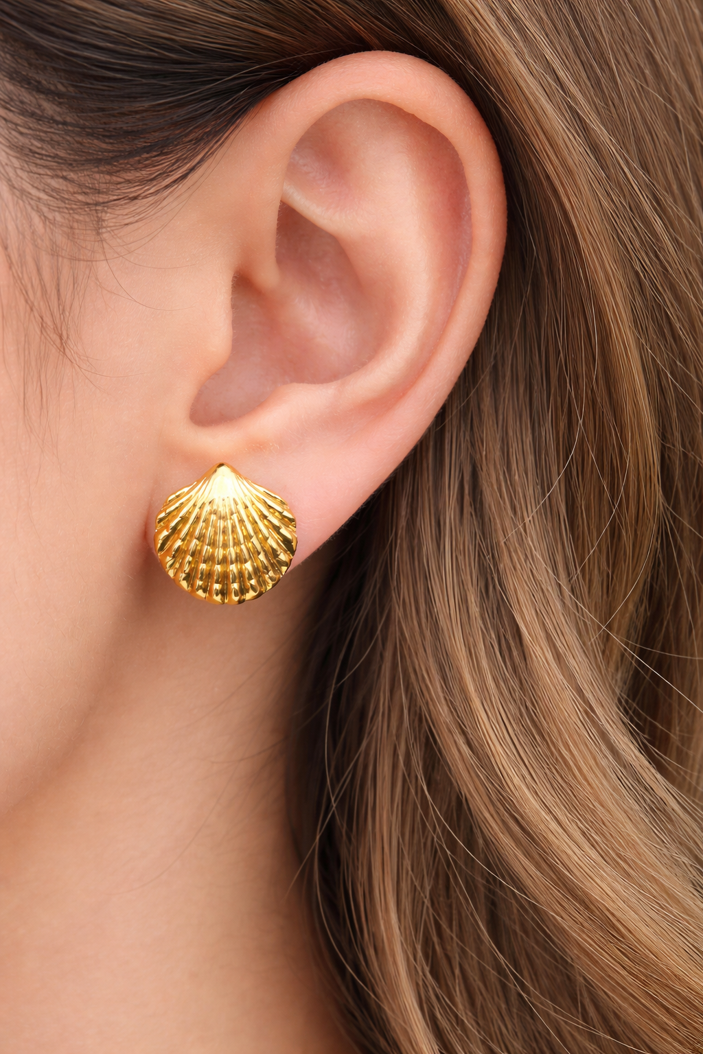 Trendy Gold Shell Earrings for Girls – Waterproof Anti Tarnish Jewellery - Image 2