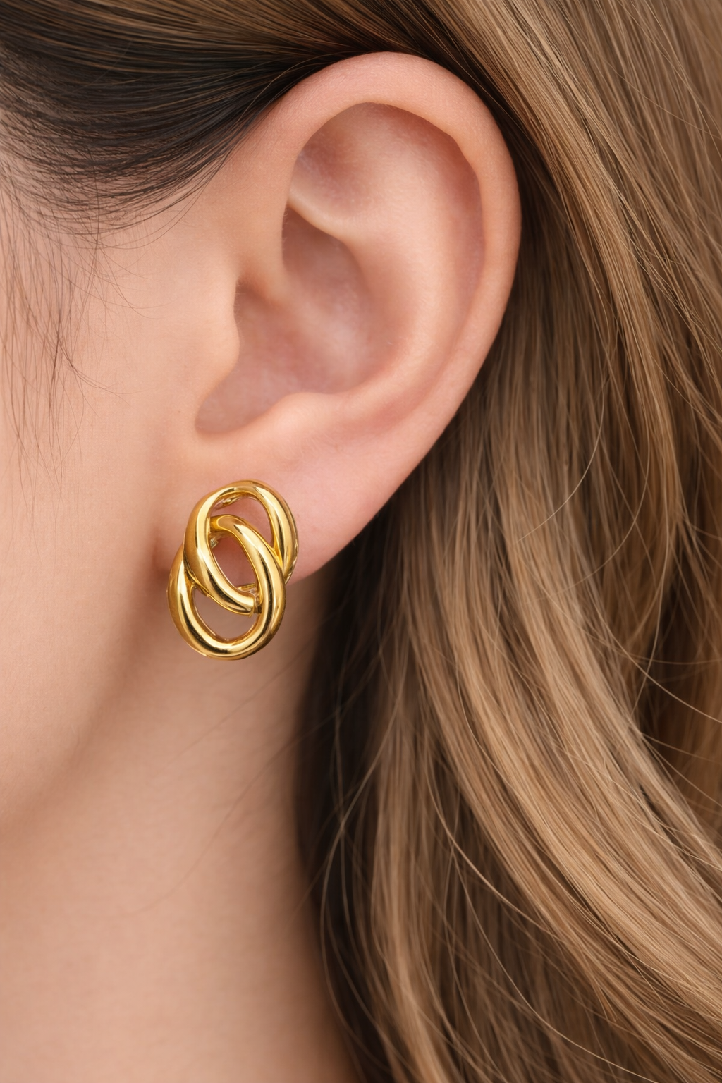 Anti Tarnish 18K Gold Plated Stud Earrings | Office & Party Wear - Image 2