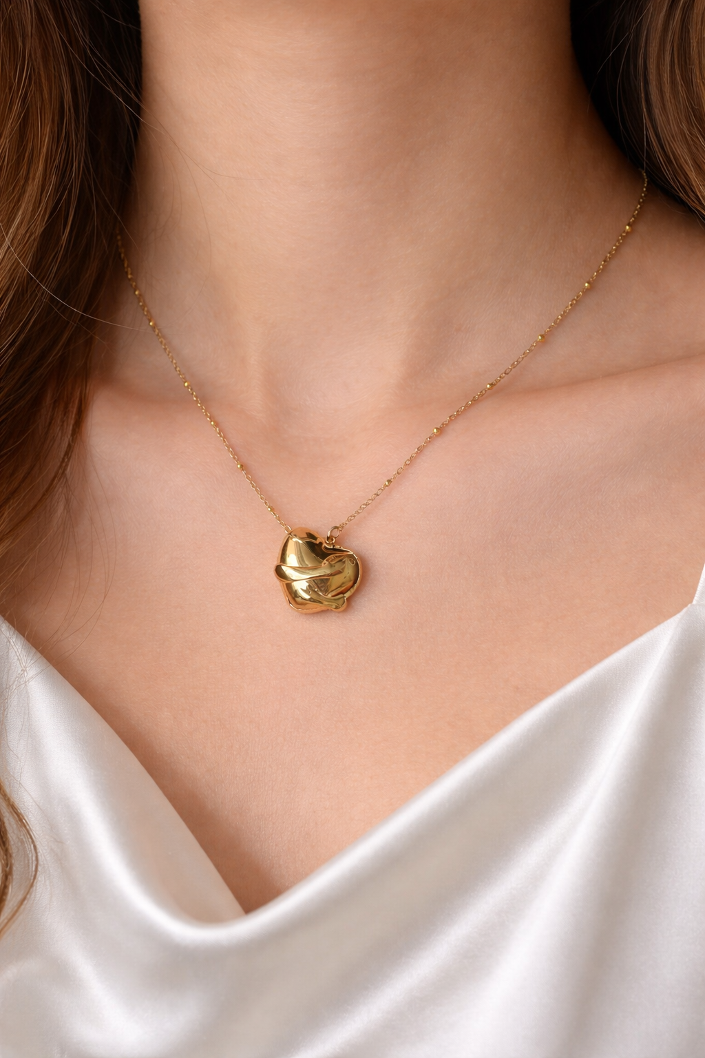 18K Gold Plated Heart Knot Necklace for Women | Anti Tarnish Elegant Pendant | Daily Wear & Gift Jewellery - Image 2