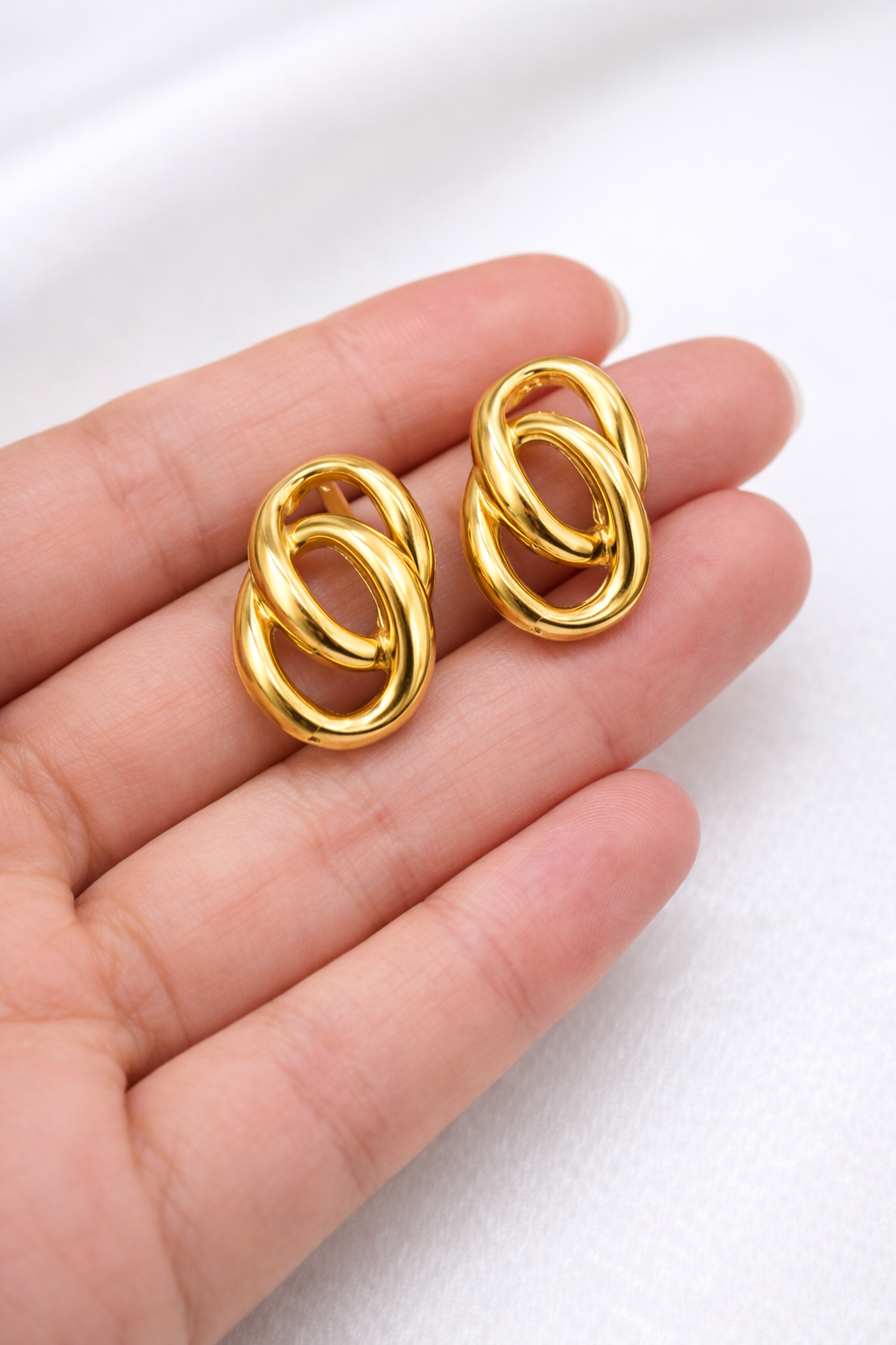 Anti Tarnish 18K Gold Plated Stud Earrings | Office & Party Wear - Image 3