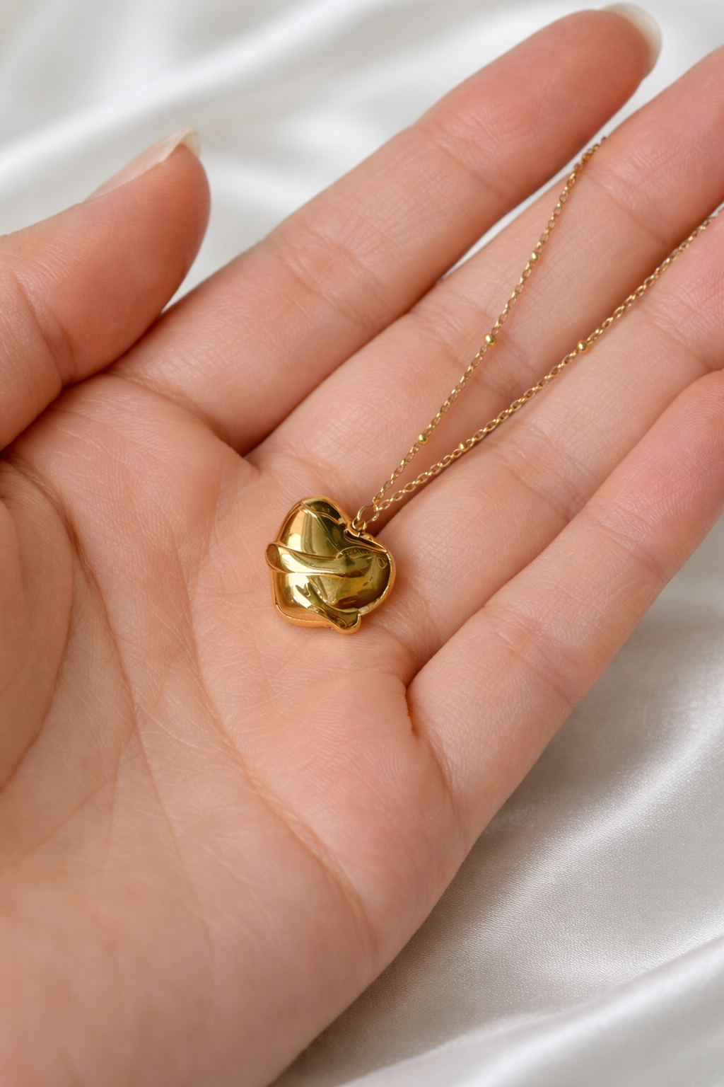 18K Gold Plated Heart Knot Necklace for Women | Anti Tarnish Elegant Pendant | Daily Wear & Gift Jewellery - Image 3