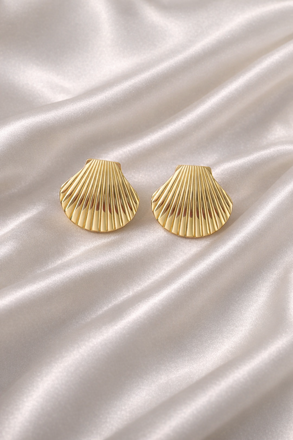 Gold Shell Stud Earrings for Women | Anti Tarnish Gold Plated Seashell Design - Image 5