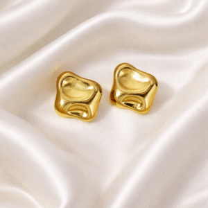 Gold Plated Minimal Abstract Stud Earrings for Women | Anti Tarnish Jewellery