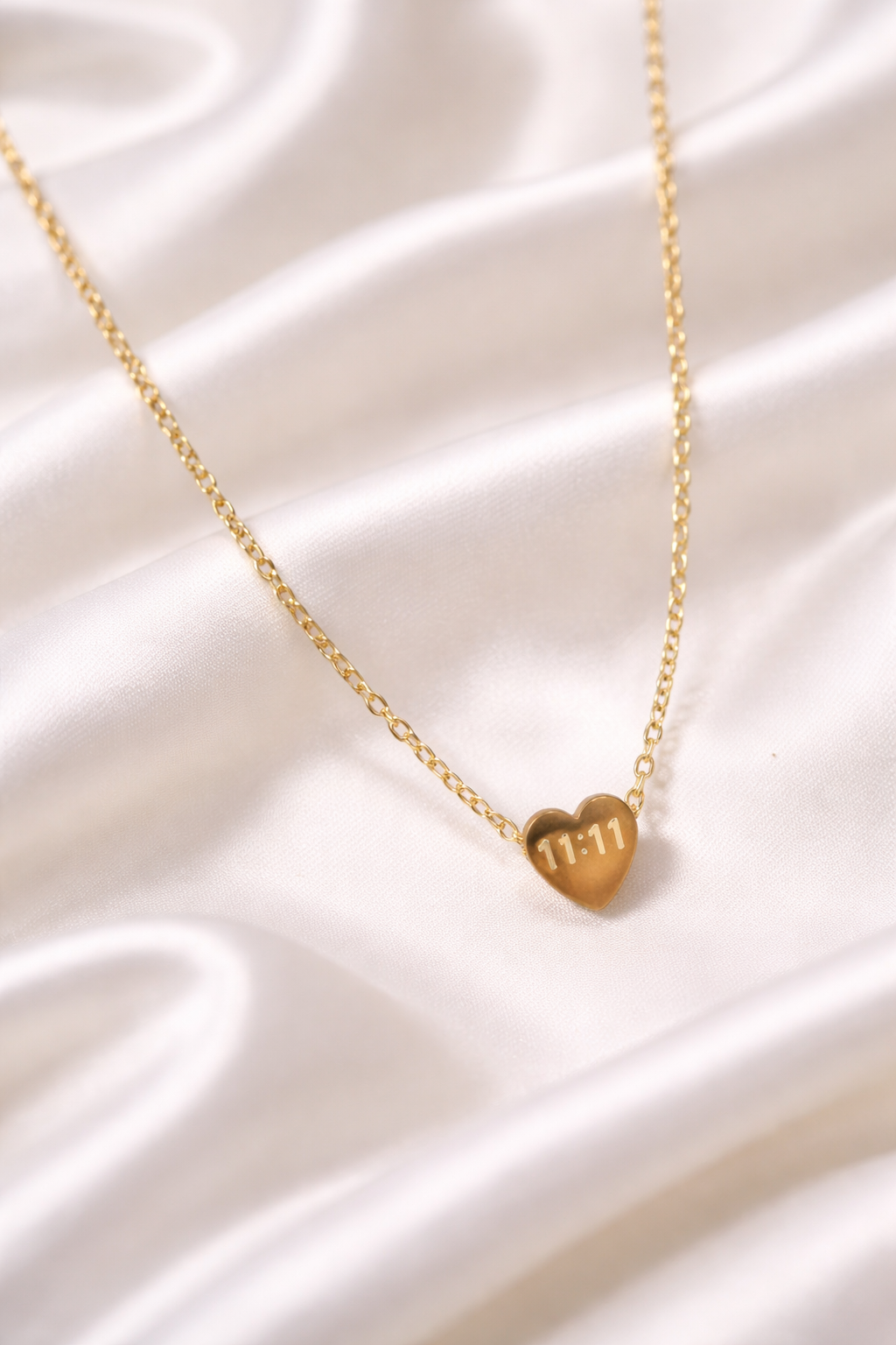 Anti Tarnish Heart 11:11 Chain Necklace for Women | Waterproof Gold Plated Pendant