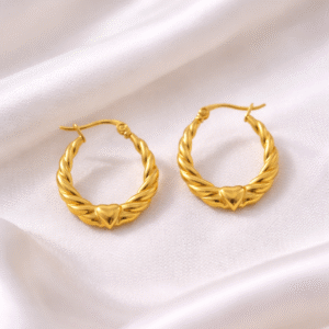 Gold Twisted Heart Hoop Earrings for Women | Stylish Anti-Tarnish Hoop Earrings