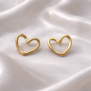 18K Gold Plated Heart themed Stud Earrings for Women | Elegant Daily Wear Jewelry