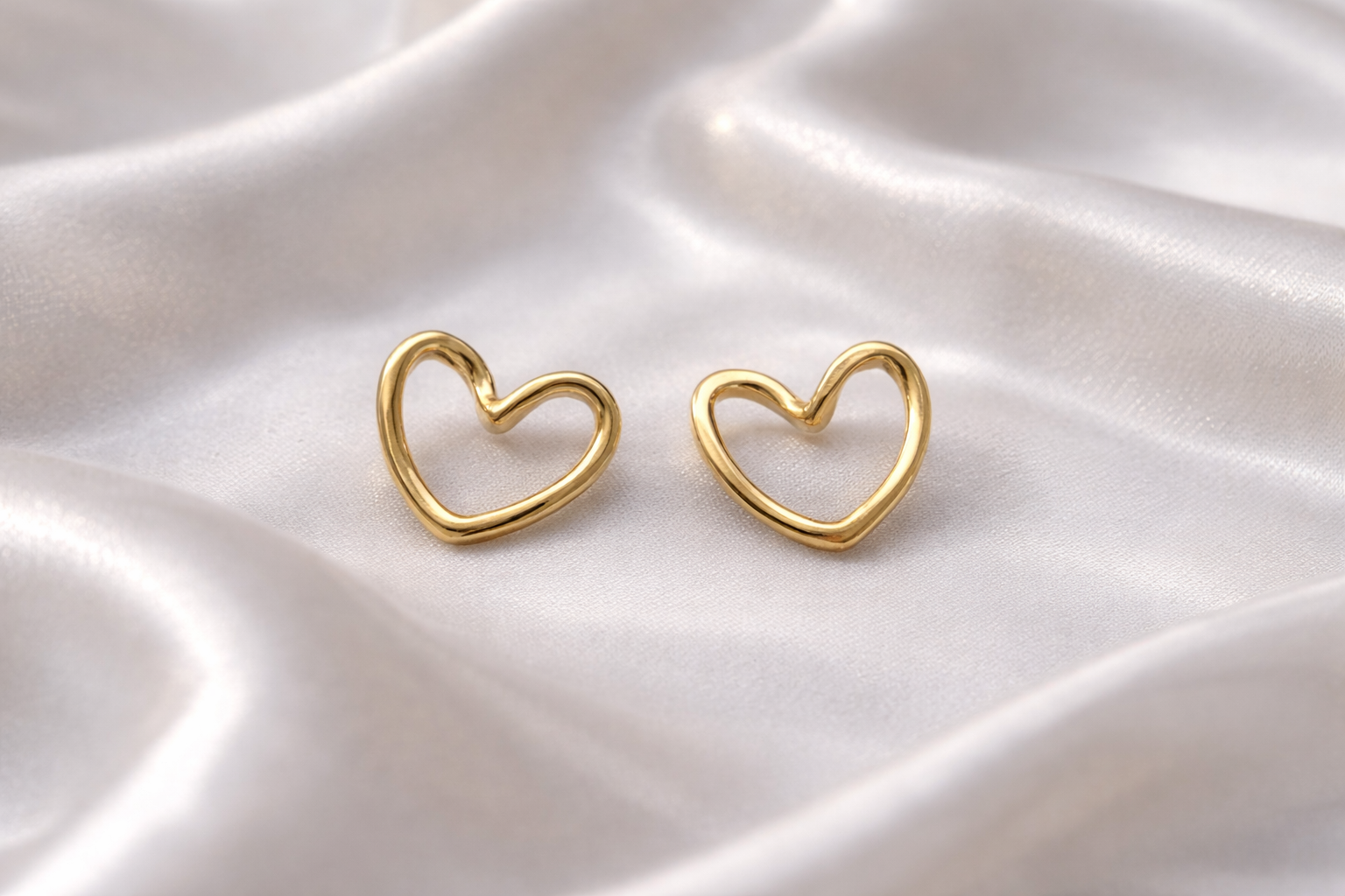 18K Gold Plated Heart themed Stud Earrings for Women | Elegant Daily Wear Jewelry