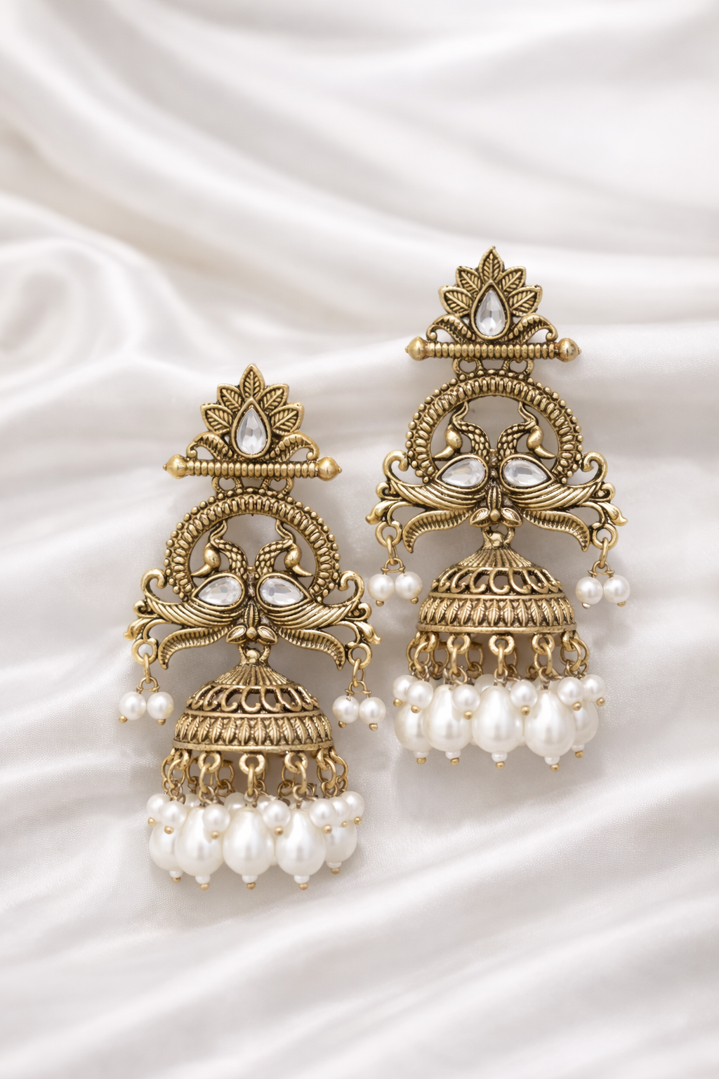 Gold Plated Jhumka Earrings with Pearls | Latest Traditional Design