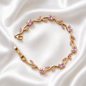 Pink Tulip Bracelet for Women | Gold Plated Floral Bracelet | Elegant Daily Wear Jewellery Gift
