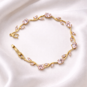 Pink Tulip Bracelet for Women | Gold Plated Floral Bracelet | Elegant Daily Wear Jewellery Gift
