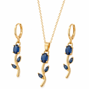 Blue Tulip Chain with Earrings Set for Women | Elegant Floral Pendant Necklace | Trendy Fashion Jewelry Gift for Girls