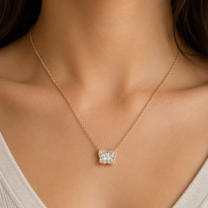 Anti Tarnish Butterfly Stone Chain Necklace for Women | Elegant Stainless Steel Butterfly Pendant | Waterproof & Long Lasting Jewelry