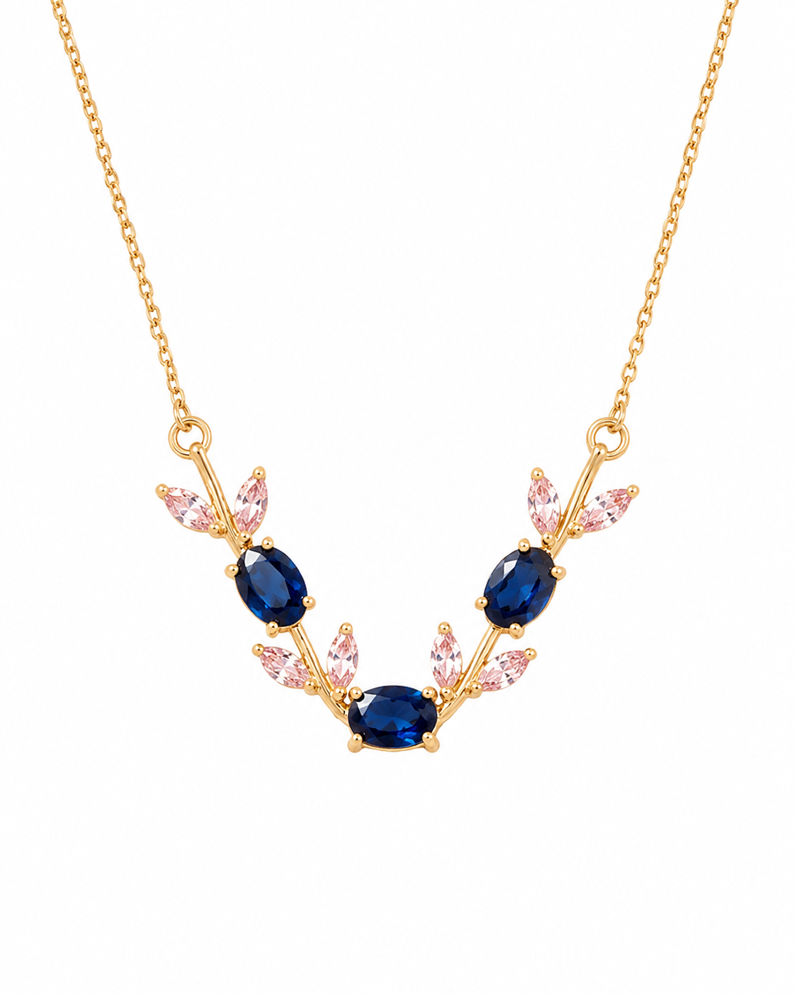 Pink & Blue Tulip Chain Necklace for Women | Floral Pendant Necklace | Elegant Korean Style Jewelry Gift for Girls - Image 2