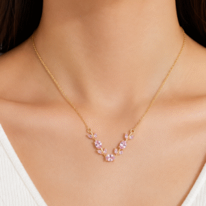 Pink Tulip Chain Necklace for Women & Girls | Elegant Floral Pendant Necklace | Trendy Fashion Jewelry Gift