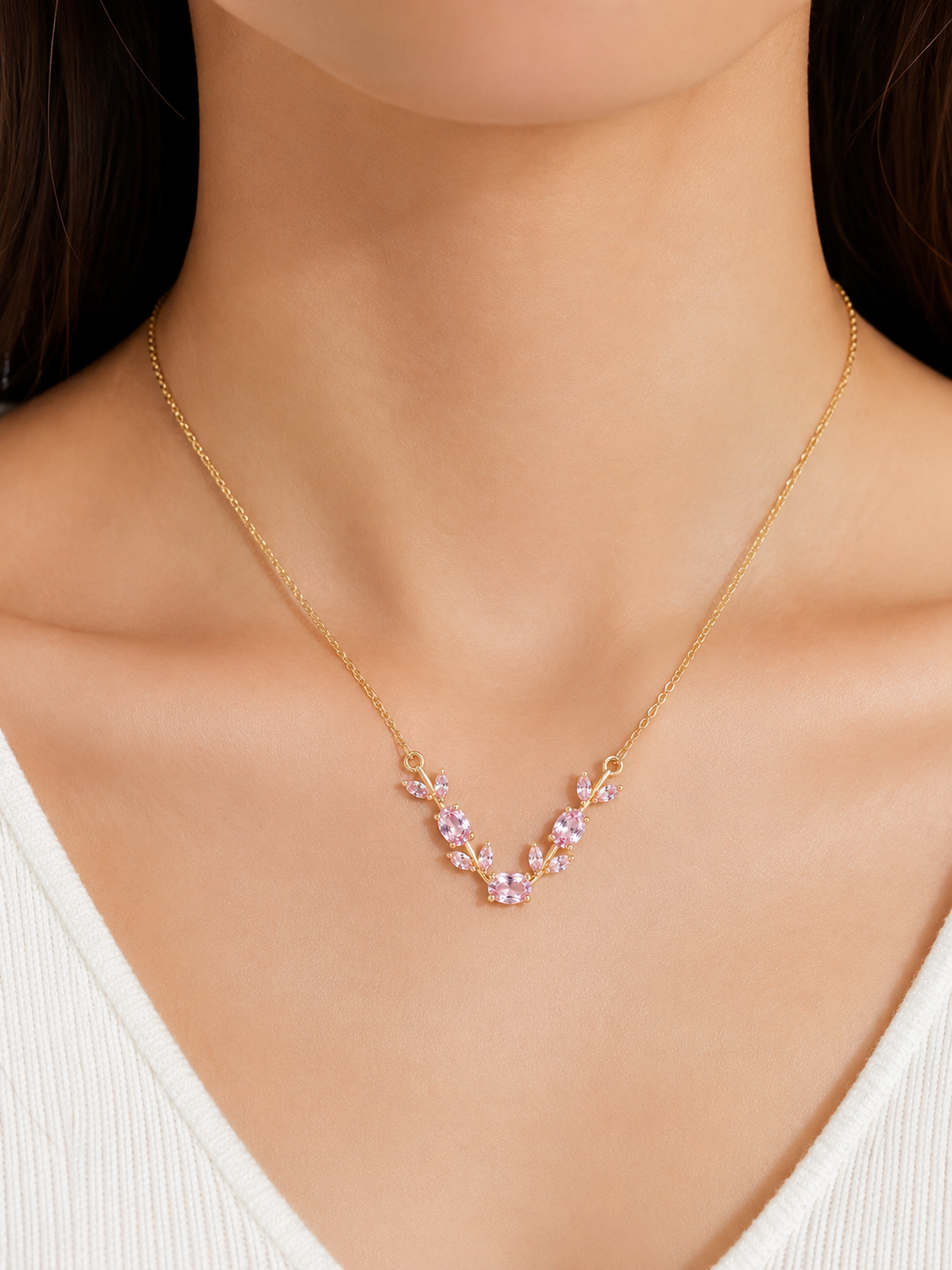 Pink Tulip Chain Necklace for Women & Girls | Elegant Floral Pendant Necklace | Trendy Fashion Jewelry Gift