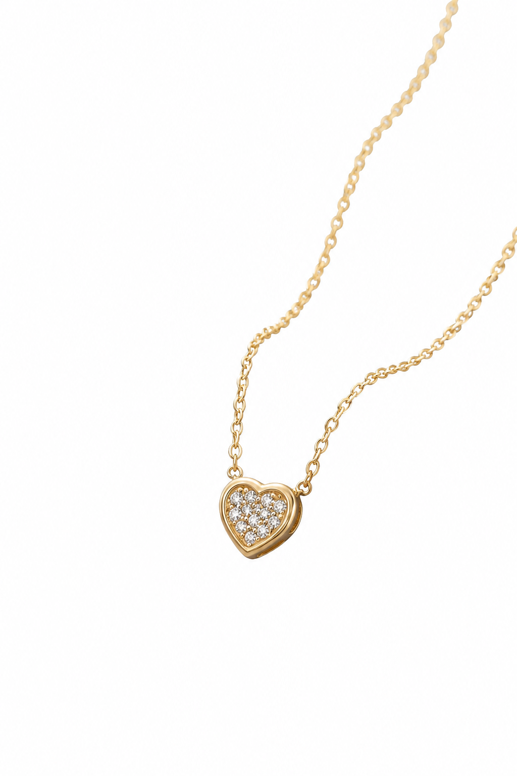 Anti Tarnish Small Stone Heart Chain Necklace for Women | Stainless Steel Heart Pendant | Waterproof & Everyday Wear Jewelry