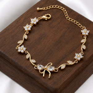 White Bow Tulip Bracelet for Women & Girls | Elegant Floral Charm Bracelet