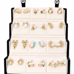 12 Pair Gold Plated Earrings Set with Box for Women