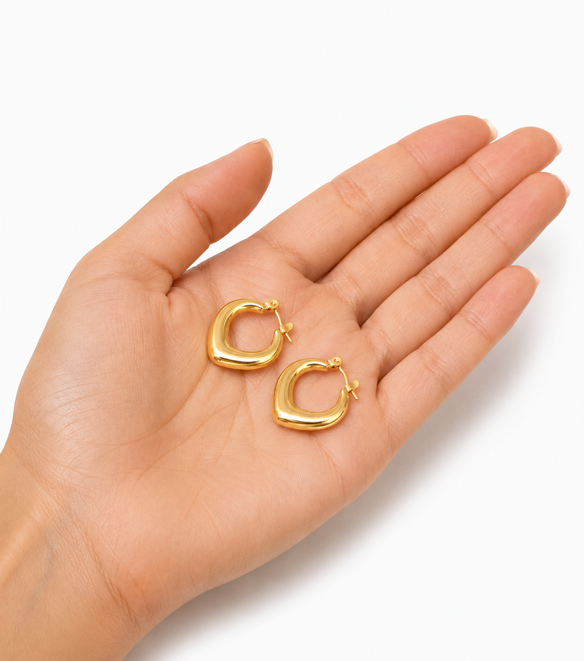 Gold Plated Anti Tarnish New Hoop Earrings for Women – Trendy Chunky Hoop Design - Image 2