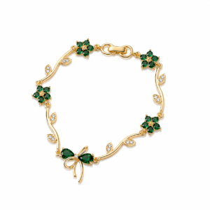 Green Bow Tulip Bracelet | 18K Gold Plated Bracelet