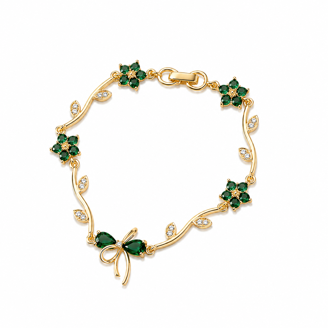 Green Bow Tulip Bracelet | 18K Gold Plated Bracelet